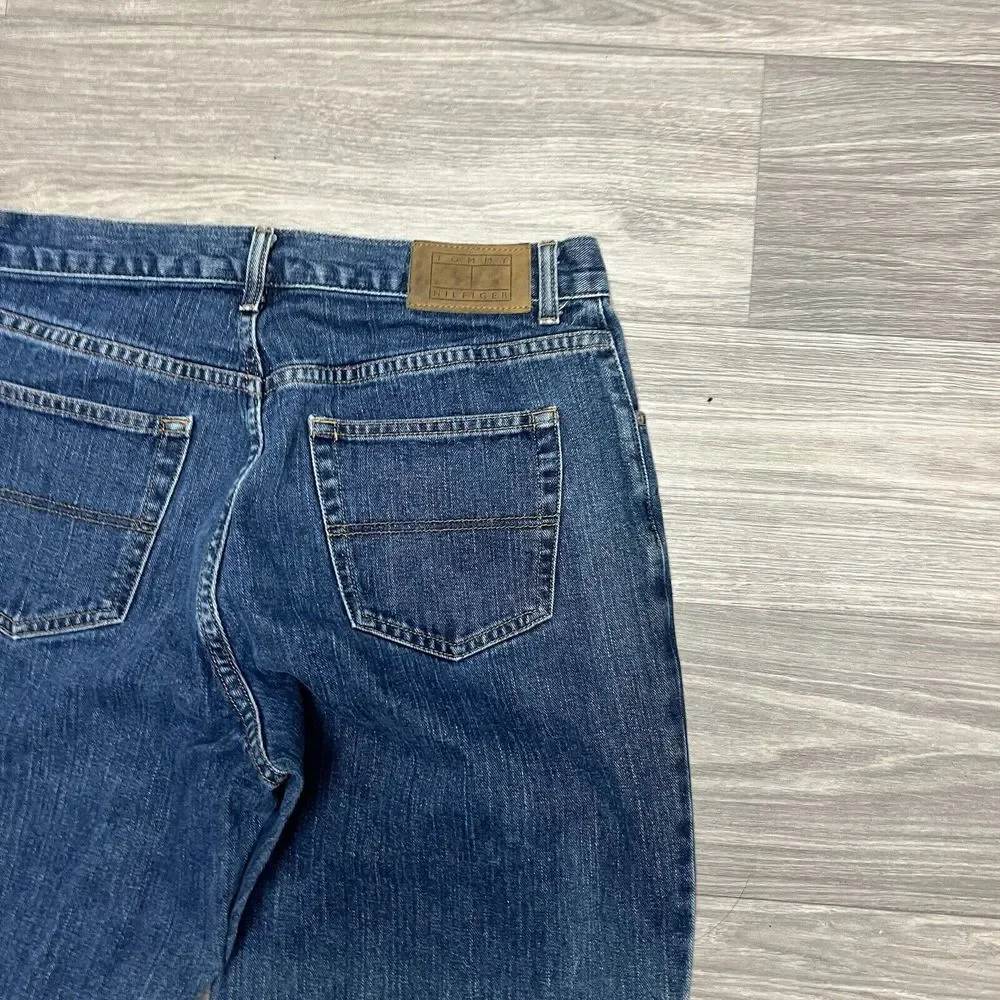 Tommy Hilfiger Jean Men 34x33 Blue Denim Medium Wash Distressed Painter‎ Pants